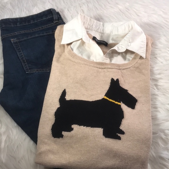 Notations Sweaters - 3 For $15 Notation Scottie Sweater with Collar